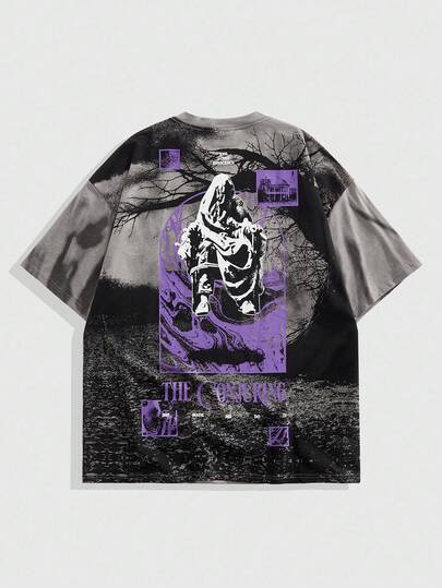 The Conjuring X ROMWE Men Casual Gothic Graphic Print Short Sleeve T-Shirt