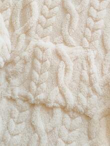 Vintaside Kids 秋冬季 Tween Girl 米色提花毛绒连帽卫衣连衣裙，适合逛街、公园漫步、居家休闲、懒洋洋看电视剧、参加聚会等日常外出。