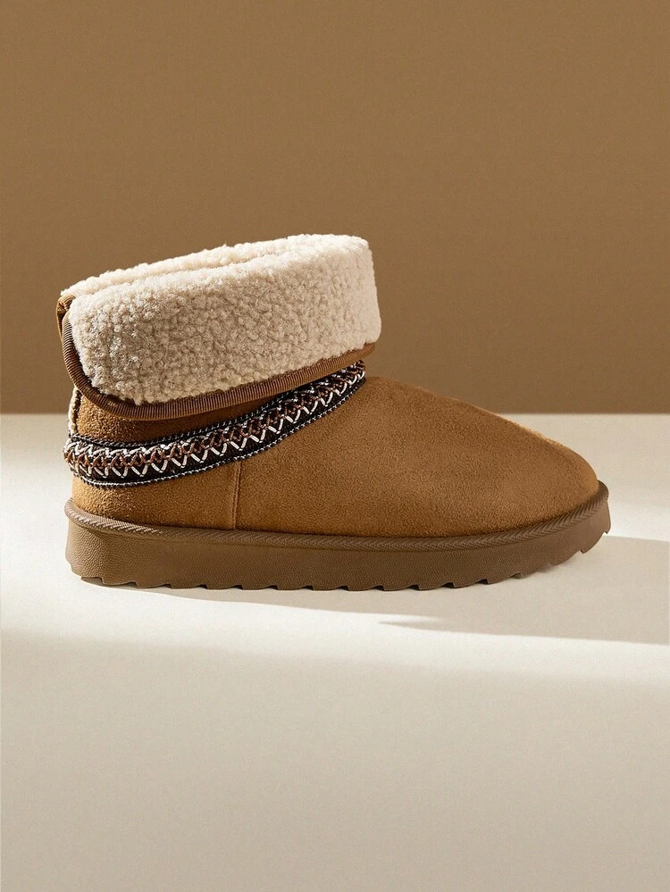 CUCCOO EASI Women's Flat Round Toe Low-Top Snow Boots For Winter