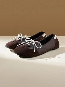 CUCCOO EASI Zapatos de mujer de punta redonda negros, estilo Mary Jane de punta dividida, estilo campus - Marrón - Ver 2