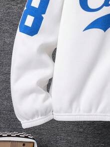 SHEIN 青少年男孩休闲运动棒球夹克套装，宽松摩托车图案运动服，适合通勤、上学、日常休闲、运动、秋冬 - 藍色 - 查看 6