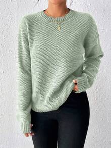 EMERY ROSE 女士休闲纯色毛衣，秋季 - 0.霧綠 - 查看 6