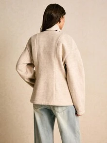 Poéselle Damen Herbst/Winter Drop-Shoulder Langarm Metall Doppelreiher Lässig Mantel