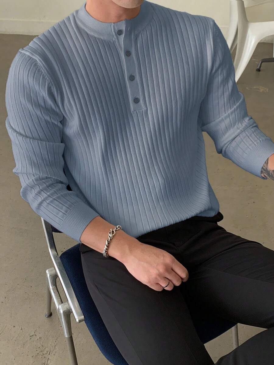 DAZY 男士半扣罗纹针织秋季毛衣