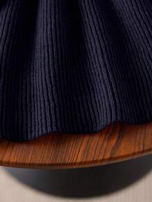 Elladie kids 女童（小）A字高领针织连衣裙 - 藏蓝色 - 查看 4