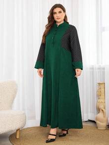 Al Najma 大码女式纯色简约阿拉伯风格连衣裙，休闲长袍阿拉伯连衣裙，适合日常休闲 - 彩色 - 查看 6