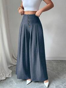 Elenzga Women's Fashionable Versatile Solid Color Wide Leg Pants