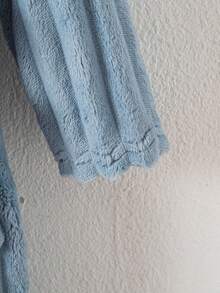 小男孩简约纯色浅蓝色毛绒长袍，带大象刺绣，长袖，连帽，系腰家居服 - 淺藍色 - 查看 8