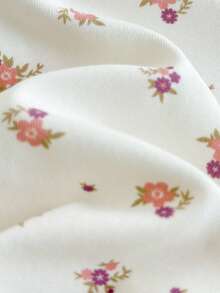 Loomiva 4 件套女婴植物花卉图案针织柔软圆领长袖上衣和松紧腰紧身裤贴身睡衣套装