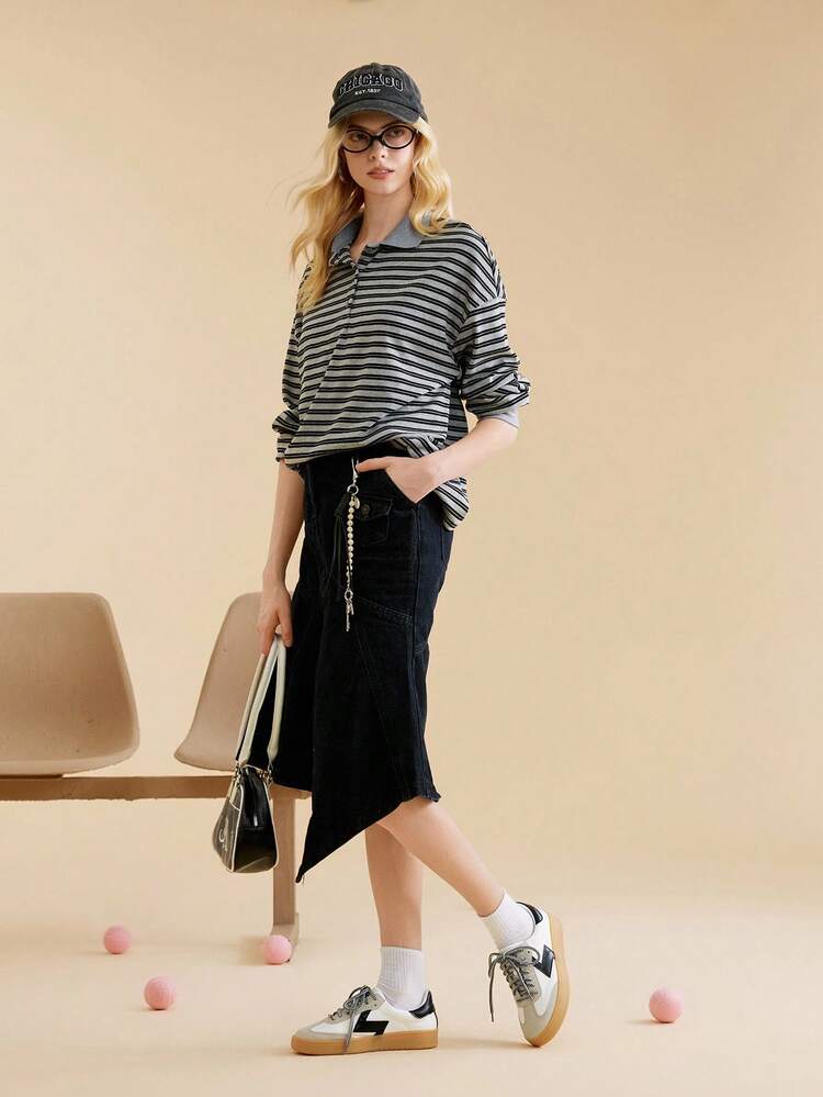 CUCCOO EASI Women's Round Toe Thick Flat Casual Sneakers, Patchwork Design, PU Leather, Black & White, Suitable For Everyday Indoor And Outdoor Wear