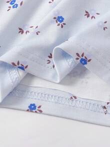 SHEIN 4 件套女婴休闲日常百搭芭蕾薄纱裙套装，芭蕾舞者条纹碎花上衣，柔软舒适面料，超值多件套 - 寶藍色 - 查看 6