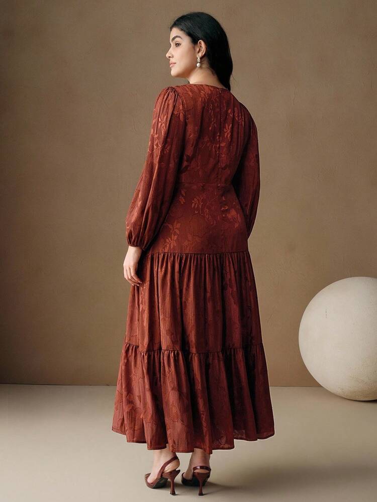 Vestido maxi elegante y vintage de Anewsta con cuello en V, mangas farol y dobladillo con volantes, adecuado para otoño, invierno, salir, formal, fiesta, elegante, Año Nuevo, Navidad, graduación, boda