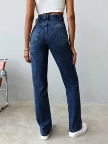 SHEIN Tall Jeans dritti in vita alta con lavaggio effetto neve