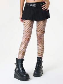 ROMWE Kawaii 1 Đôi tất lưới lưới nhỏ màu đen trơn + 1 Đôi tất màu hồng, Bộ đồ phong cách Y2K Baddie, Thích hợp để mặc hàng ngày khi đi dạo phố - Nhiều màu - Xem 5