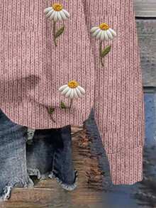 SHEIN LUNE Lässiges, minimalistisches Damen Sweatshirt mit gedrucktem Muster, Rundhalsausschnitt, weite Passform, im Retro-Vintage-Stil, 3D-Stickerei-Muster, geeignet für Frühherbst & Herbst/Winter