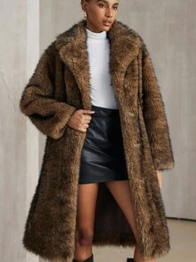 Aveloria Modichic Women Faux Fur Coats - Brown - View 1