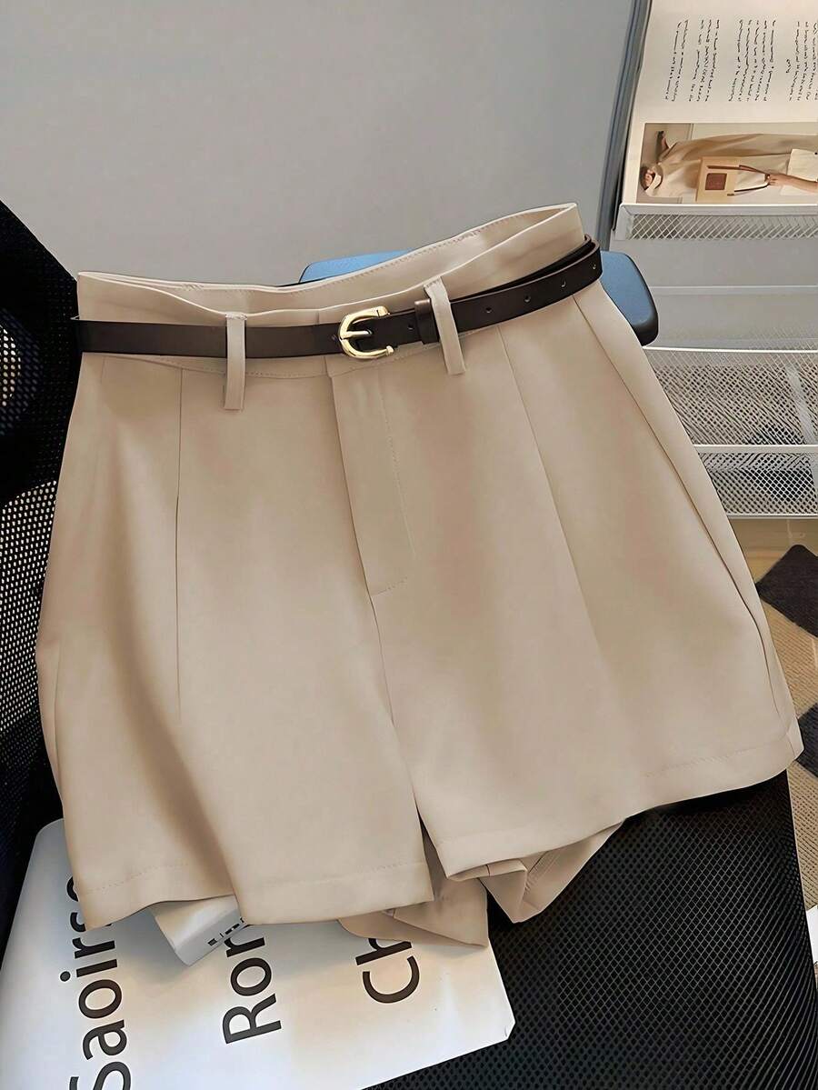 Franclia Quần short kaki trơn cạp cao giản dị màu kaki dành cho nữ, quần nữ thời trang đa năng mùa hè phong cách mới - Lạc đà - Xem 1