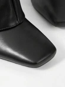 MOTF 漆皮及膝马靴，细高跟女靴 - 黑色 - 查看 6