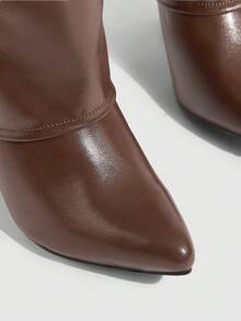 Daringsoles Giày bốt cao gót đế thô thời trang thoải mái dành cho nữ - màu nâu - Xem 12
