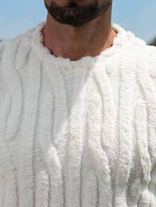 Manfinity Nomadique Men's Casual Solid Color Pullover Sweatshirt, Autumn/Winter Cashmere Men S Clothing Knit Wear Men Men Winter Clothes Mens Fall Collection Men Scarf Daily Leisure, Weekend Trips, Outdoor Activities, Travel Expeditions, Relaxed Work Environments Or Semi-Formal Occasions,Boyfriend/Husband Gift, Anniversary Gift