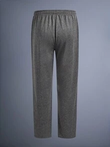 DRIFTMERE 1PC Men Drawstring Waist Solid Sweatpants Long Sweat Pants Plain Gym Basic, Fall & Winter, Sports Casual Spring To Summer - Grey - View 3