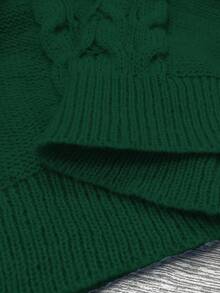 EMERY ROSE Suéter de cuello redondo de unicolor talla grande, casual y versátil, para otoño/invierno - Verde - Ver 8