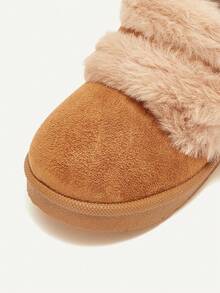 Cozy Pixies 1 双驼色仿皮毛钩环平底休闲舒适保暖内衬靴，适合冬季日常穿着