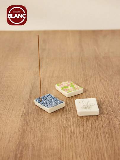 Madebyblanc 1pc Incense Stick Holder, Incense Stand/Incense Table/Incense Dish/Incense Set/Incense Tray, Ceramic Square Block, Various Patterns, Incense Stick Holder, Incense Tray