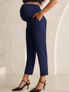 MaterniWear Einfarbige, verstellbare Umstandshose - marineblau - Übersicht 5