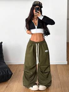 Coolane Women's Fall Basic Striped Wide Leg Sweatpants Streetwear Y2k