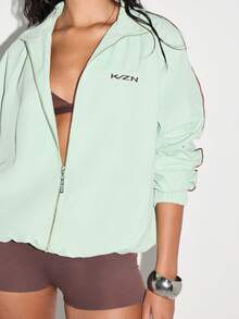 KIZN Lightweight Full Zip Track Jacket Autumn Spring Windbreaker Racing Stripe Long Sleeve Basic Outerwear Casual Everyday Streetwear Fashion Essential Layer