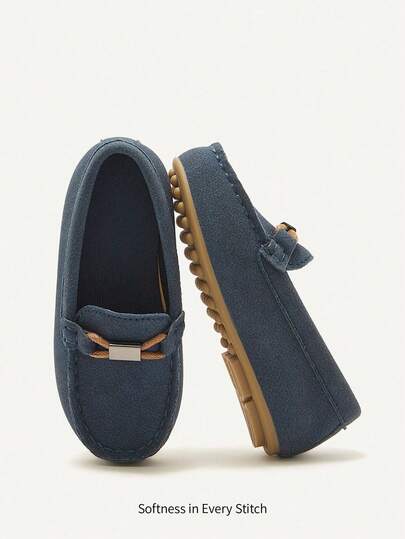 1 Pair Autumn/Winter Fashion Versatile Casual All-Match Navy Blue Soft Comfortable Cute College Style Gentleman Loafers, Baby Flat Shoes