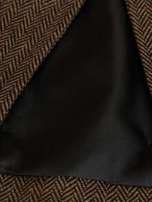 Aveloria Rosie Round Neck Herringbone Metal Button Decor Hem Patchwork Office Blazer - Multicolor - View 7