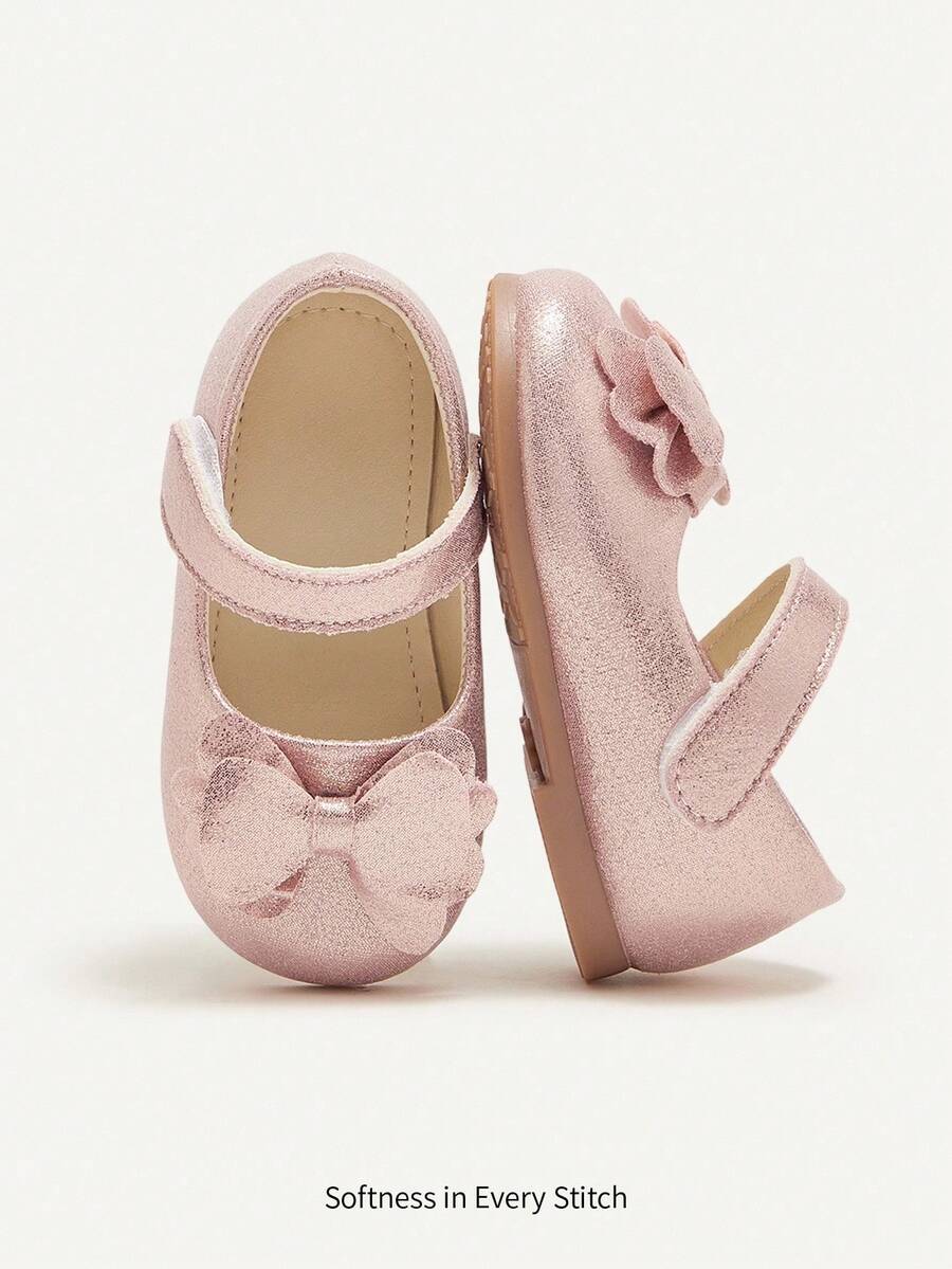 Cozy Pixies A Pair Of Pink Party Princess Bow  For Infants Cute And Simple, Everyday Wear Baby Flats - Pink - View 1