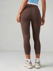 MISSGUIDED Regular Megaathletic Performance Leggings With Light Blue Side Stripes Sculpting High Rise Active Wear Yoga Gym Exercise Running Compression Pants - Brown - View 2