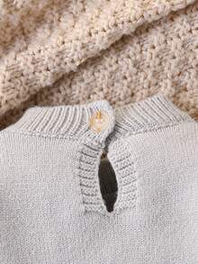 SHEIN Baby Boys Koala Graphic Knit Jumpsuit,Cute Autumn Comfortable Long Sleeve Sweater Jumpsuit - Grey - View 7