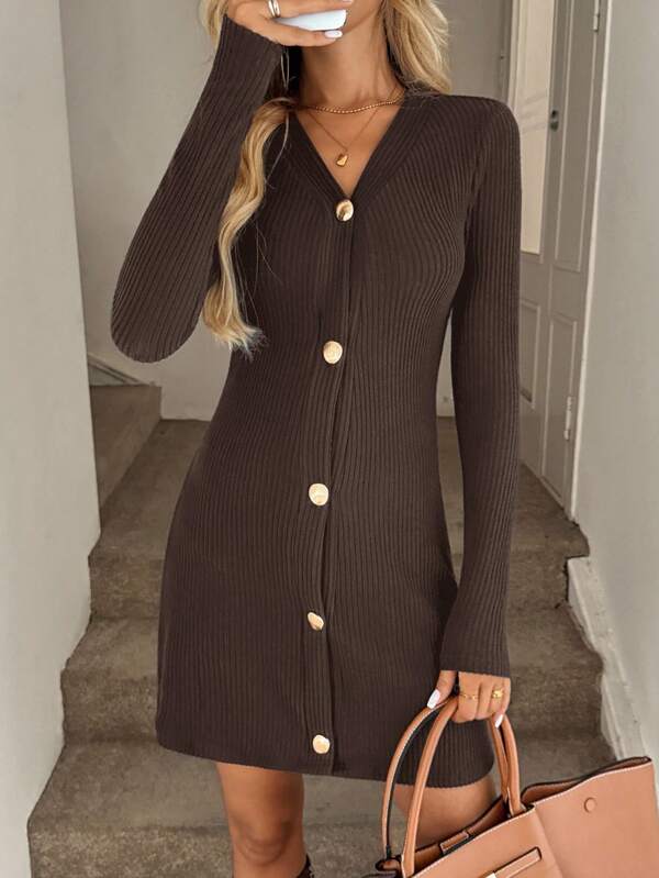 Easowa Casual Fuzzy Ribbed Bodycon A-Line Long Sleeve Black Mini Dress For Women, Autumn/Winter