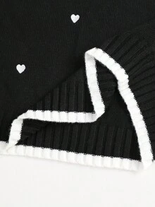 SHEIN Maternity Heart Pattern Dropped Shoulder Sweater And Pants Set, Casual For Autumn/Winter