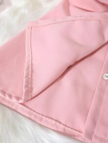 青少年女孩时尚可爱仿皮草拼布连帽斗篷大衣，秋冬 - 粉色 - 查看 9