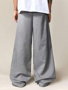 ROMWE MEN Casual Pantalones anchos de pierna ancha y ajuste holgado para hombre con bolsillos en diagonal, otoño - Multicolor - Ver 6