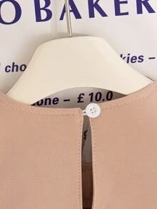 SHEIN Elladie kids 年轻女孩夏季新款仿珍珠蝴蝶结无袖A字褶边下摆法式时尚优雅公主裙 - 卡其色 - 查看 6