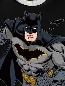 BATMAN X SHEIN Young Boy Summer Casual Figure Graphic Short Sleeve T-Shirt - White - View 3