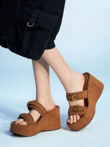 Sugerpunk 女士时尚厚底坡跟凉鞋，夏季