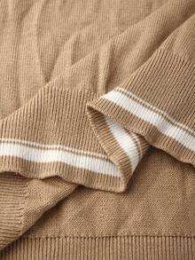 Manfinity CityGents Men's Casual Commuting College Style 100% Cotton Contrast Binding Sweater, Autumn/Winter