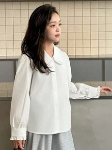 DAZY 女童梭织领衬衫 - 白色 - 查看 7
