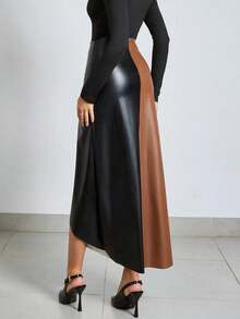 ZIRRA 女士时尚通勤拼色不对称下摆迷你裙 - 彩色 - 查看 2