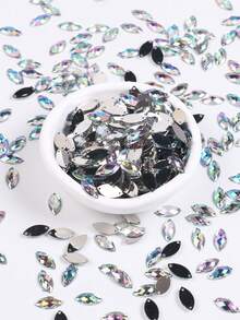 100 件 7x15 毫米榄尖形水晶 AB 色亚克力缝纫透明扁平花式缝纫石适用于服装、礼服、婚礼装饰 (AB) - 杏色 - 查看 8