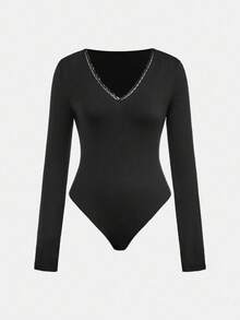 Ontre Bodyduit de encaje elegante 2025, adecuado para 5-15°C, prenda para capas para el trayecto y uso diario, otoño - Negro - Ver 8