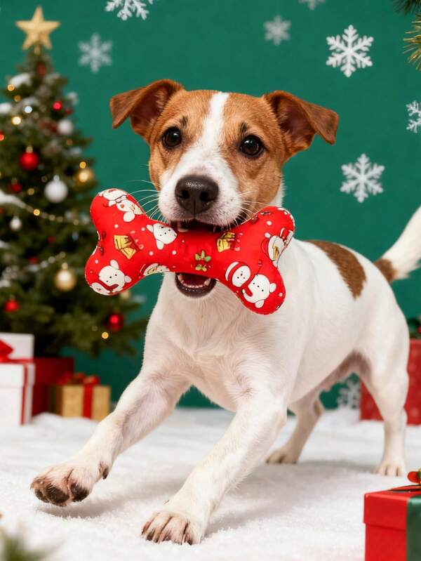 PETSIN 1 Piece Pet Christmas Bone Toy; Dog Bone Toy; Chewing Abrasion Toy; Pet Self-Entertainment Toy; Christmas; Pet Supplies