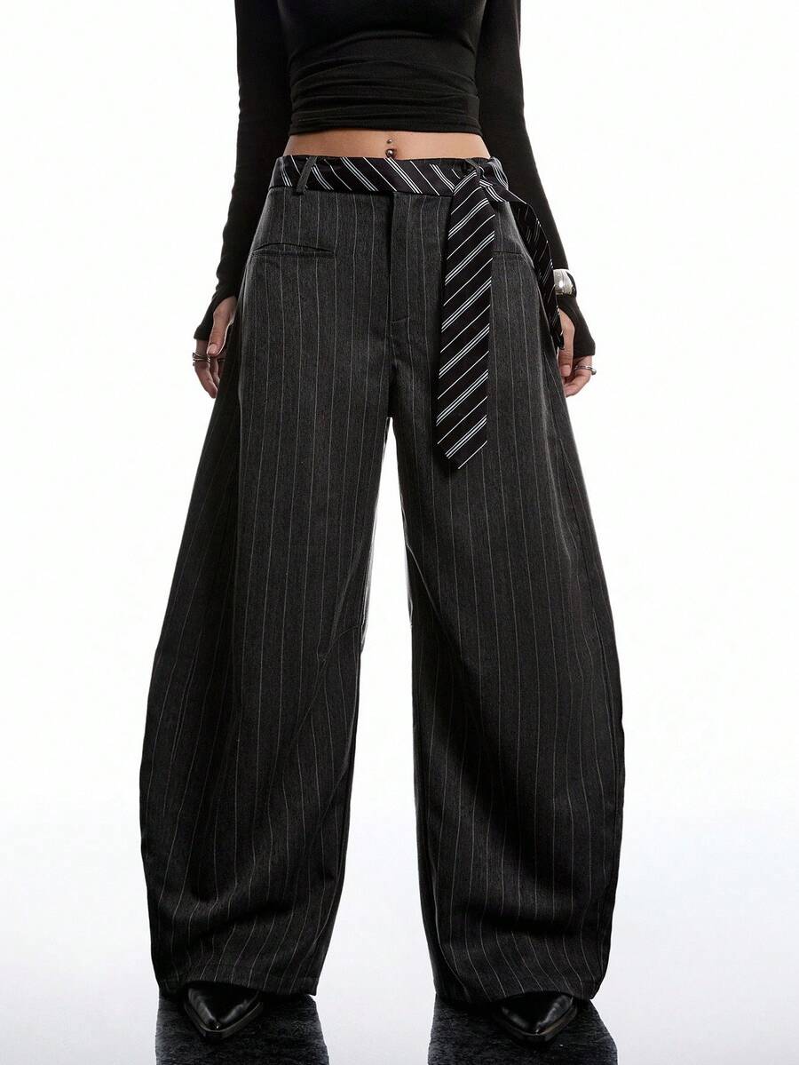 SHEIN EZwear 女士加大码纯色喇叭裤套装，秋冬季休闲宽松长裤 - 灰色 - 查看 1